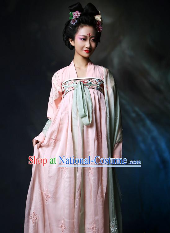 Chinese Ancient Tang Dynasty Maid Halloween Costume and Hair Jewelry for Women