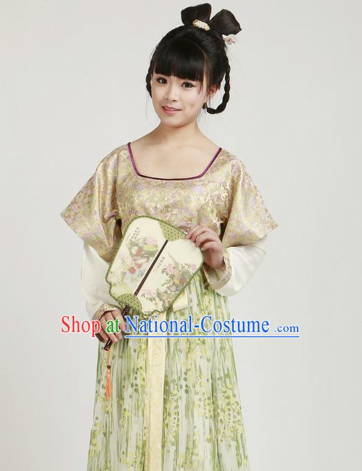 Chinese Ancient Tang Dynasty Girl Costumes and Hair Jewelry