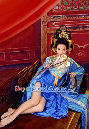 Asian Chinese Ancient Empress Halloween Costume Cosplay Costumes and Hair Accessories Complete Set