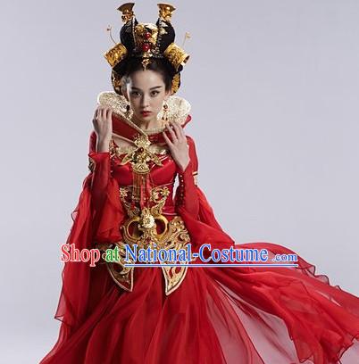 Purple Asia Chinese Princess Halloween Costume Cosplay Costumes and Hair Accessories Complete Set