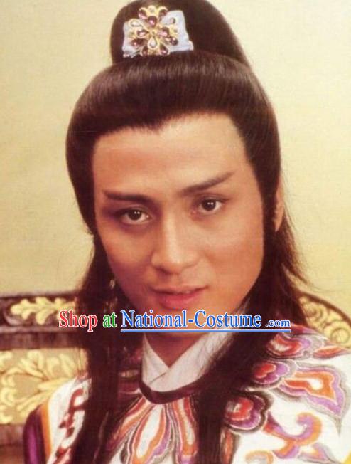 Ancient Chinese Black Wigs and Headpieces for Men