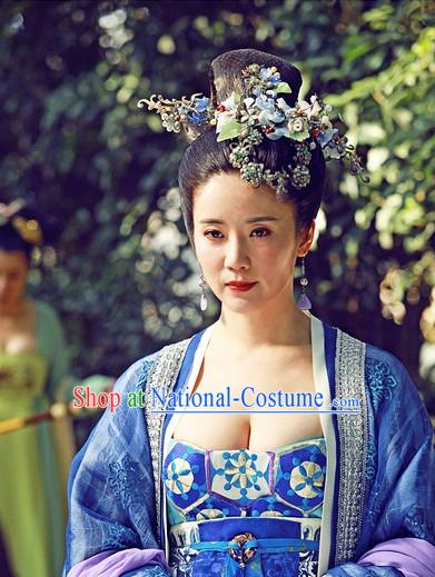 Chinese Tang Dynasty Queen Princess Wigs and Hair Accessorise Fascinator Headpieces Hair Sticks Hairpins Hair Clips Hair Ornaments for Women