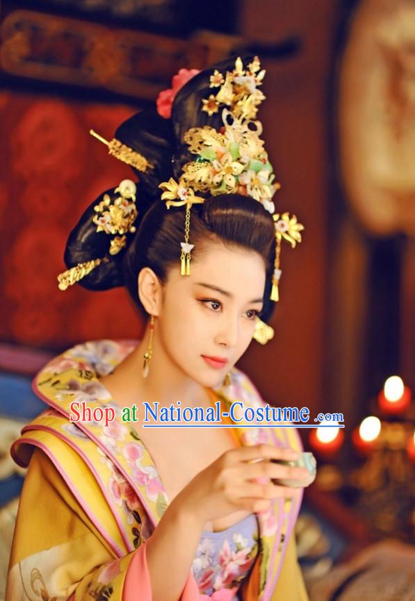 Chinese Tang Dynasty Imperial Queen Princess Hair Accessorise Fascinator Headpieces Hair Sticks Hairpins Hair Clips Hair Ornaments for Women