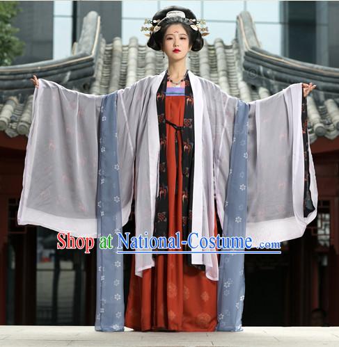 Tang Dynasty Ancient Chinese People Suits and Headpieces Complete Set for Women