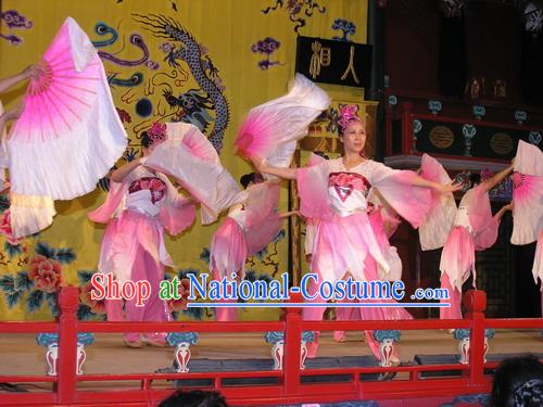 Chinese Classic Folk Fan Dance Costumes and Headwear Complete Set for Women