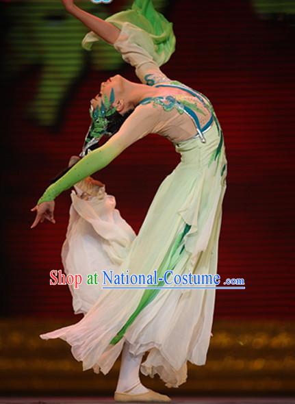 Chinese Folk Classical Dance Costumes and Headwear Complete Set for Women