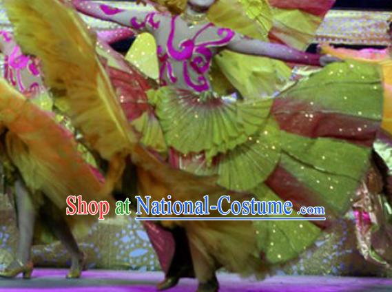 Chinese Folk Flower Dance Costumes and Headwear Complete Set for Women