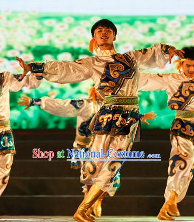 Chinese Classic Mongolian Dance Costumes Complete Set for Men