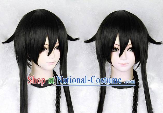 Black Chinese Ancient Knight Cosplay Long Wigs Classic Wig for Women