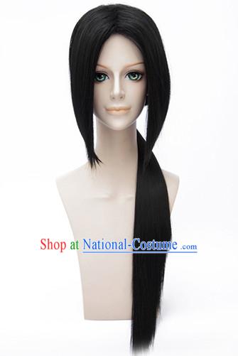 Ancient Asian Chinese Japenese Korean Knight Cosplay Long Wigs Classic Lace Front Toupee Hair Extensions Wig