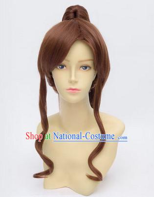 Ancient Asian Chinese Japenese Korean Knight Cosplay Long Wigs Classic Lace Front Toupee Hair Extensions Wig