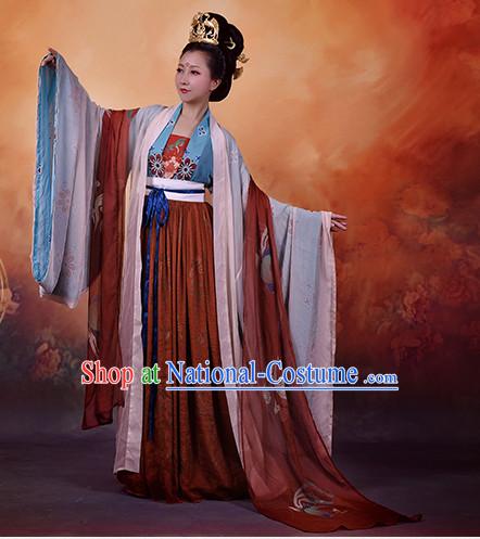 Chinese Tang Dynasty Wear Clothing and Hair Jewelry Complete Set for Women