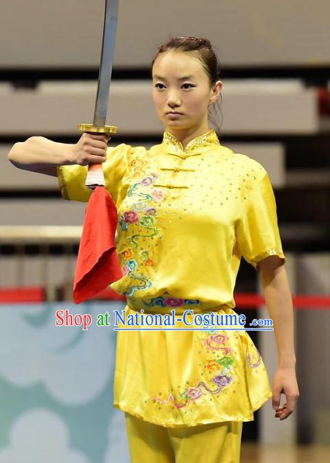 Top Martial Arts Broadsword Sword Competition Outfit Wushu Contest Jacket Pants Supplies Custom Kung Fu Costume Wu Shu Clothing for Men Women Kids Boys Girls