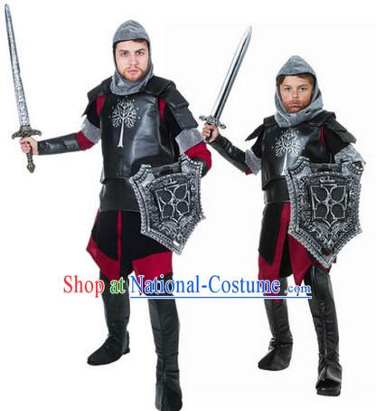 Ancient Medieval Knight Costumes Kids Adults Halloween Costume for Men and Boys