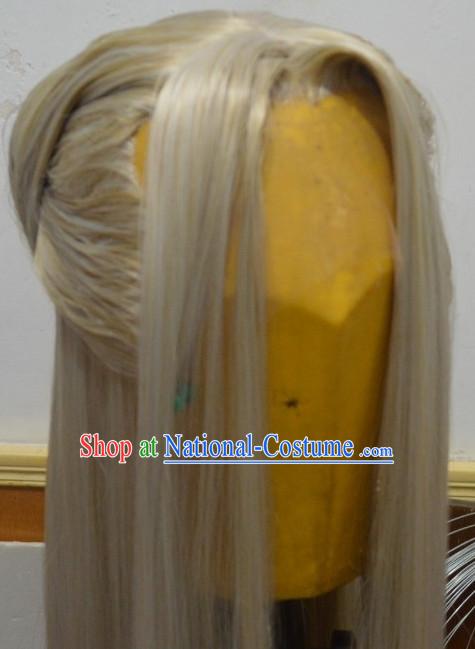 Ancient Chinese Japanese Korean Asian Long Wigs Cosplay Wig Performance Hair Extensions Real Wigs Toupee Full Lace Front Weave Pieces and Accessories for Men