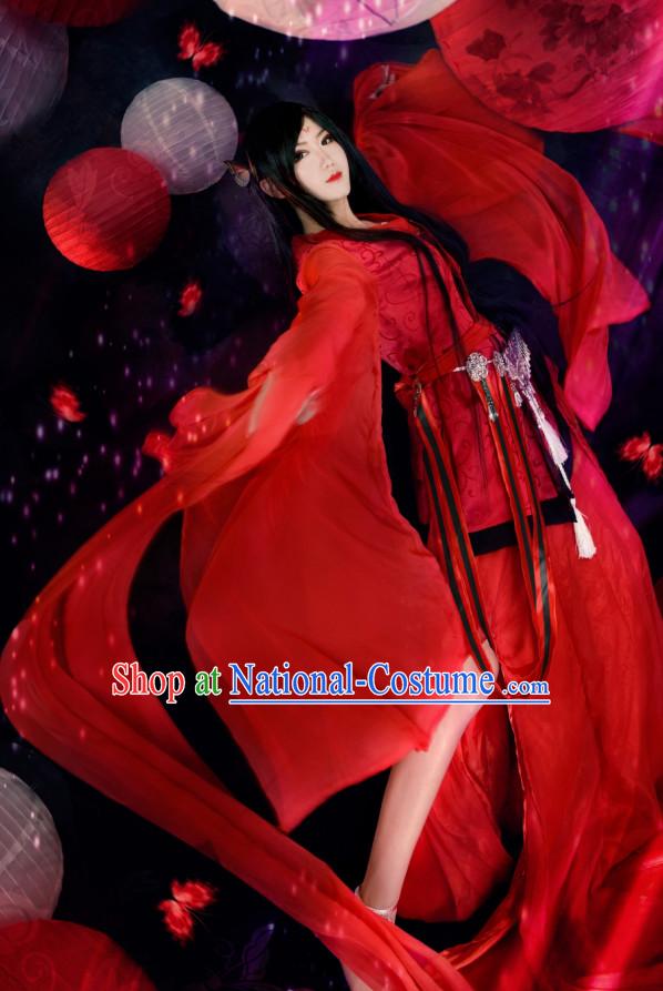 Chinese Classic Red Garment Dress Costumes Japanese Korean Asian King Clothing Costume Dress Adults Cosplay for Women