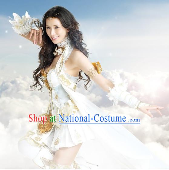 Asian Queen White Sexy Costumes and Hair Accessories