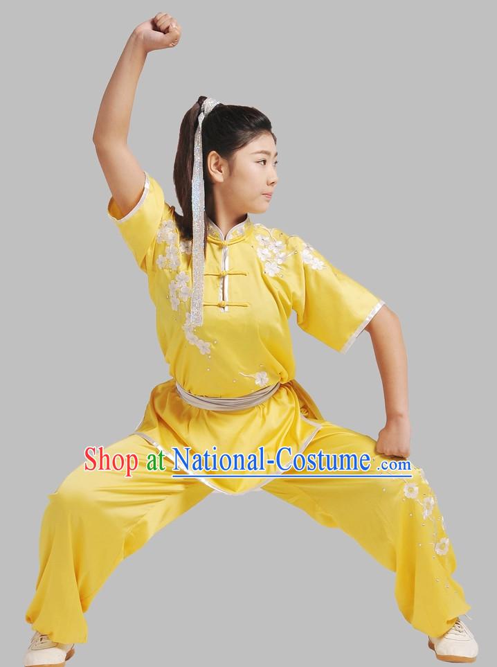 Yellow Plum Blossom Embroidery Wushu Suit