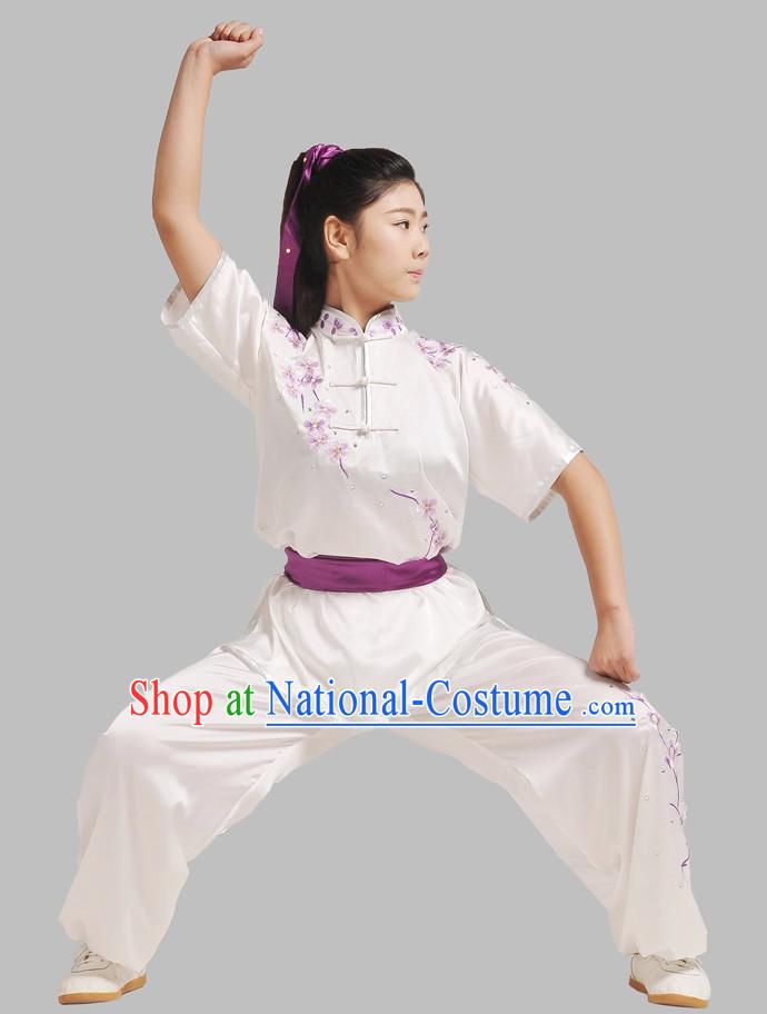 Short Sleeves Embroidered Wushu Suit