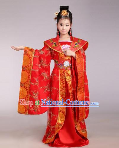 Chinese Traditional Princess Costumes and Hair Accessories for Kids