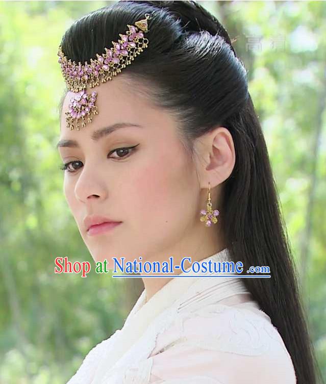 Top Chinese Fairy Hair Accessories Headpieces Hair Combs Jewellery and Earrings Complete Set