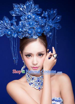 Blue Phoenix Crown Chinese Bridal Wedding Hair Accessories Crown