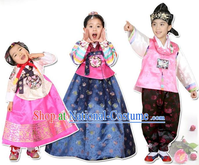 Top Traditional Korean Kids Fashion Kids Apparel Birthday Baby Clothes Three Sets