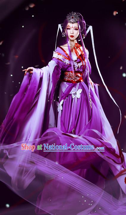 Asian Fashion Purple Princess Costumes and Hair Accessories Complete Set