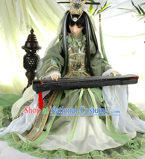 China Civilization Chinese Green Prince Clothing and Hair Jewelry Complete Set for Men