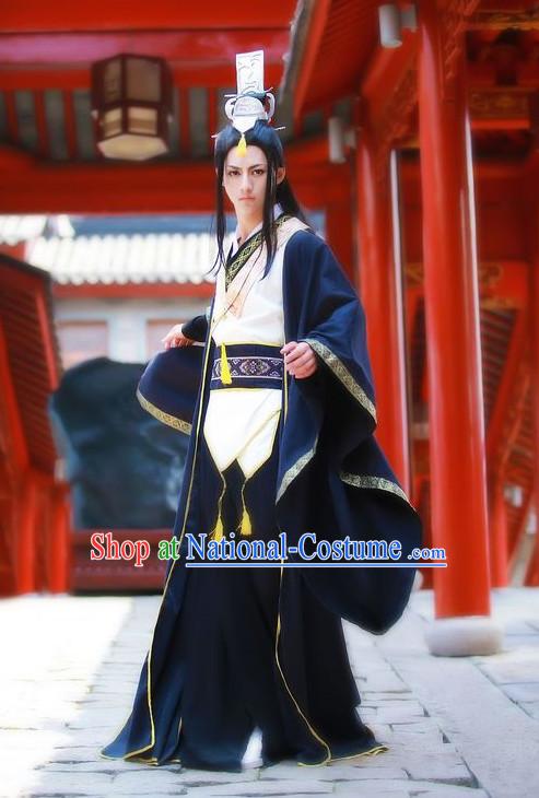 Black Chinese Prince Cosplay Costumes Asian Fashion Complete Set for Men