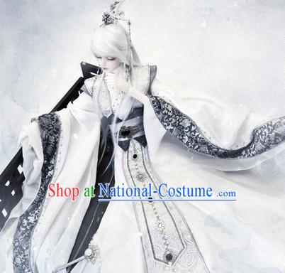 Asian Fashion Chinese Prince Cosplay Costumes and Hair Jewelry Complete Set for Men