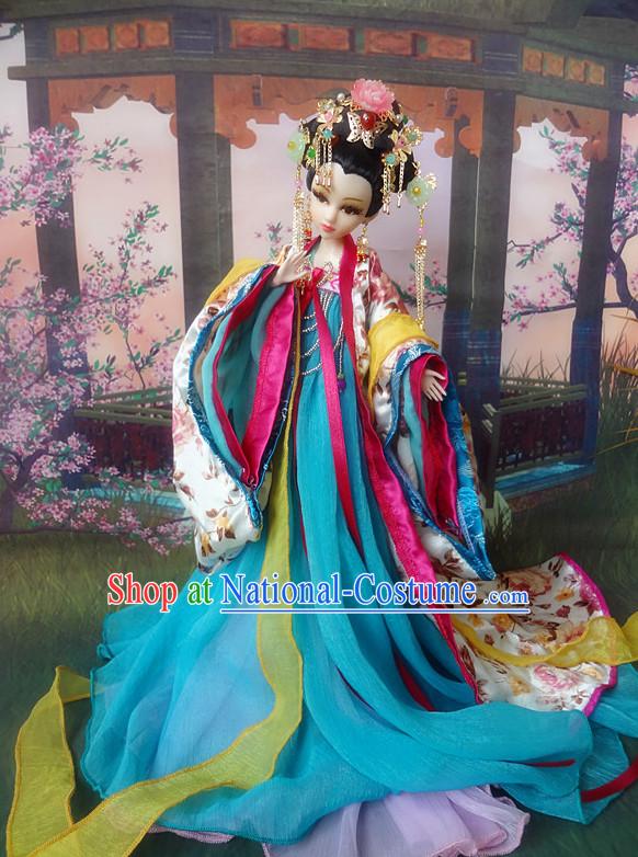 Asian Fashion Chinese Empress Kimono Costumes and Hair Jewelry Complete Set