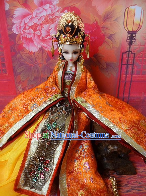 Asia Fashion China Civilization Chinese Princess Hanfu Robe and Hair Accessories Complete Set