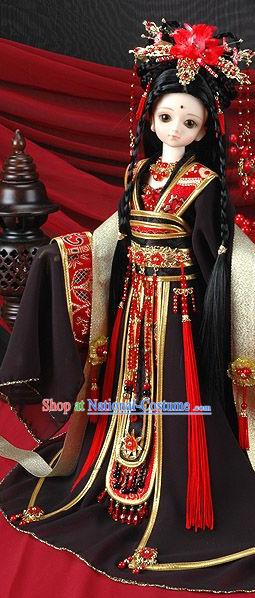 Asia Fashion China Civilization Chinese Queen Costume and Hair Jewelry Complete Set