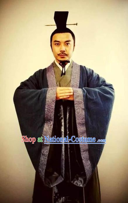 Asia Fashion China Civilization Chinese Male Hanfu Costumes and Coronet Complete Set