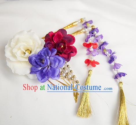 Chinese Traditional Flower Hair Fascinators Hair Slides Headpieces Hair Ornaments