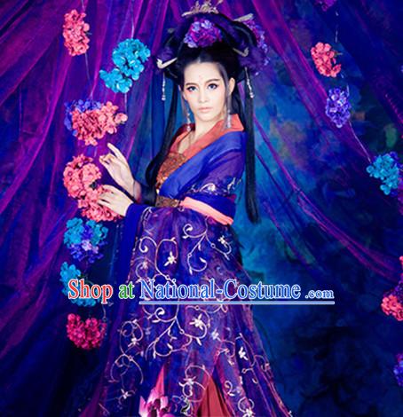 Asian Chinese Traditional Purple Empress Hanfu Clothes for Ladies