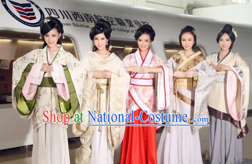 Asian Chinese Traditional Ladies Hanfu Clothes 5 Sets