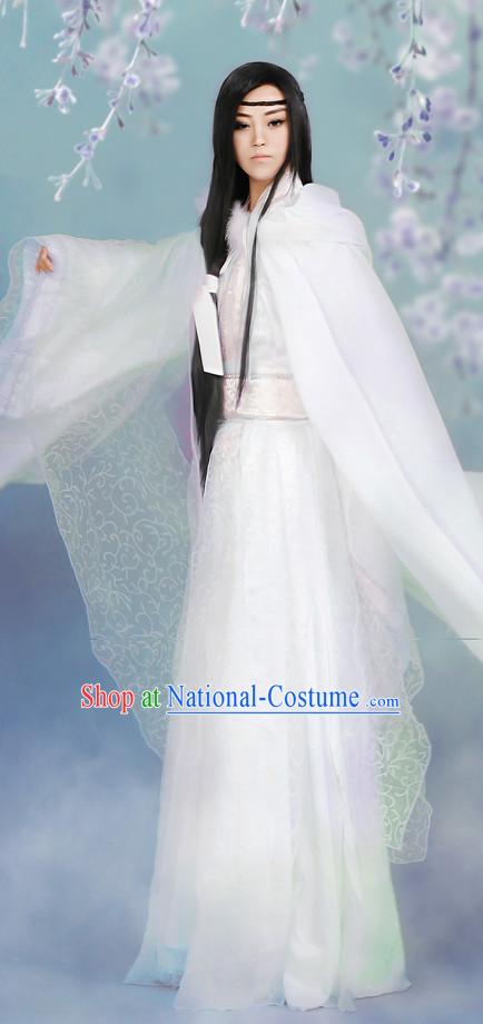 Asia Fashion Ancient China Culture Chinese White Hanfu Clothes for Men