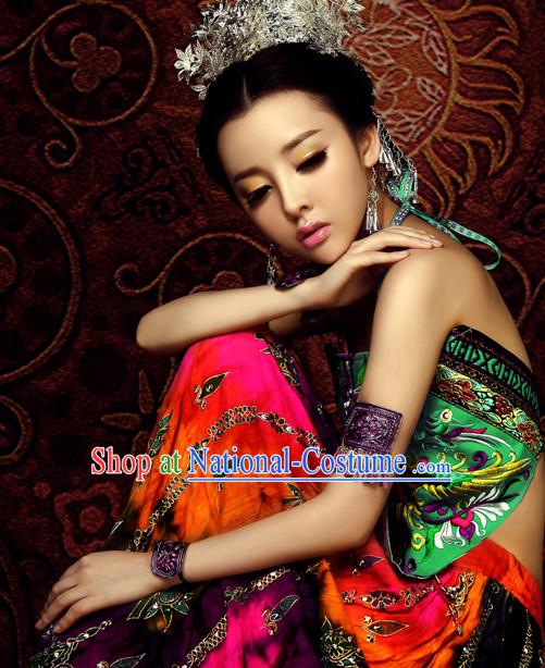 Asian Fashion Chinese Sexy Ethnic Costumes and Hair Accessories Complete Set