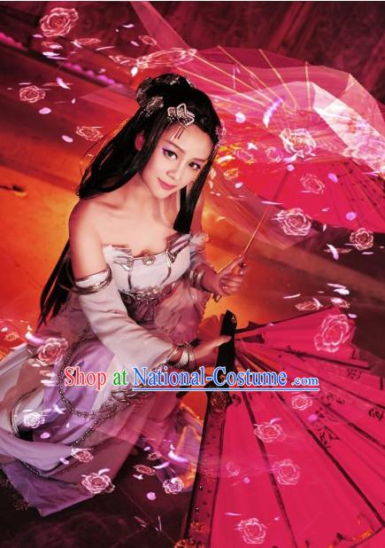 Chinese Stage Performance Sexy Halloween Costumes and Hairpins Complete Set for Women