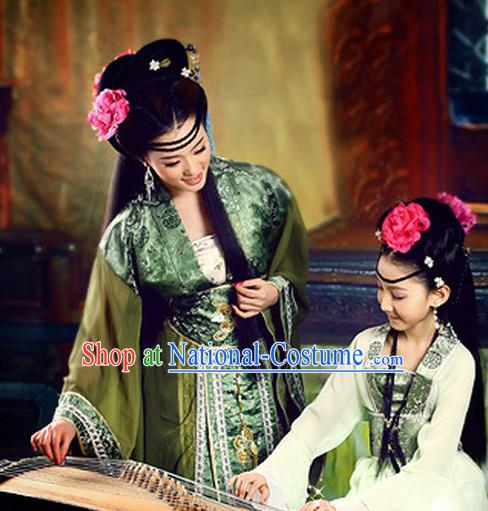 Chinese Traditional National Costumes and Hair Clips for Mothers and Kids