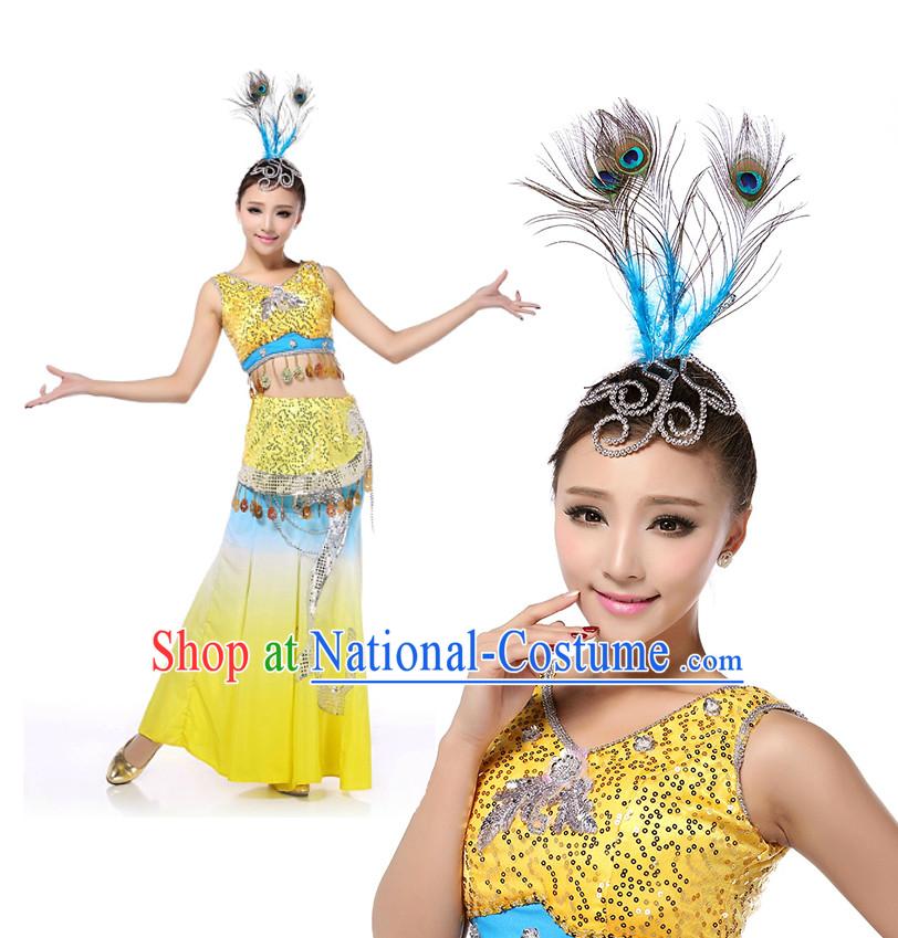 Chinese Girls Dancewear Peacock Dai Zu Dance Stores online and Headpieces for Women