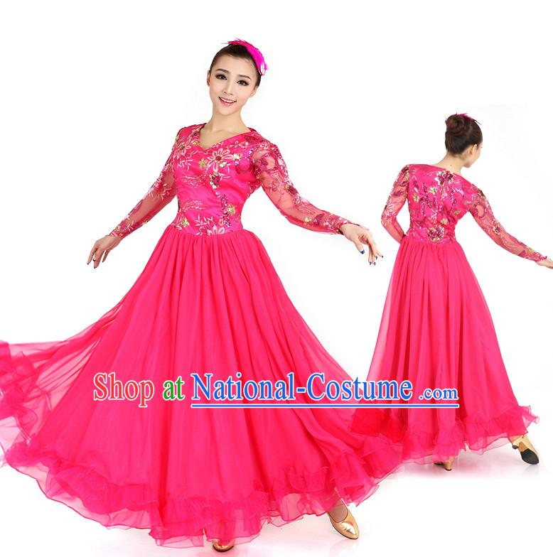 Chinese Traditional Dance Costumes Apparel Dance Stores Dance Gear Dance Attire and Hair Accessories Complete Set for Women