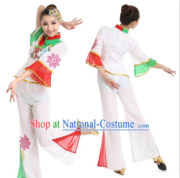 Asian Chinese Classical Dancing Costume Dance Stores Dance Gear Dance Attire and Hair Accessories Complete Set