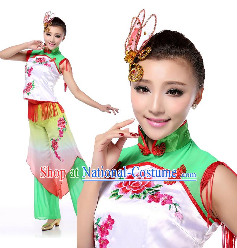 Asian Chinese Classical Dancing Costumes Dance Stores Dance Gear Dance Attire and Hair Accessories Complete Set