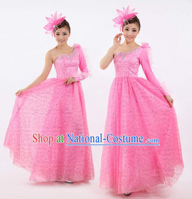 Chinese Stage Dancing Costumes Apparel Dance Stores Dance Gear Dance Attire and Hair Accessories Full Set