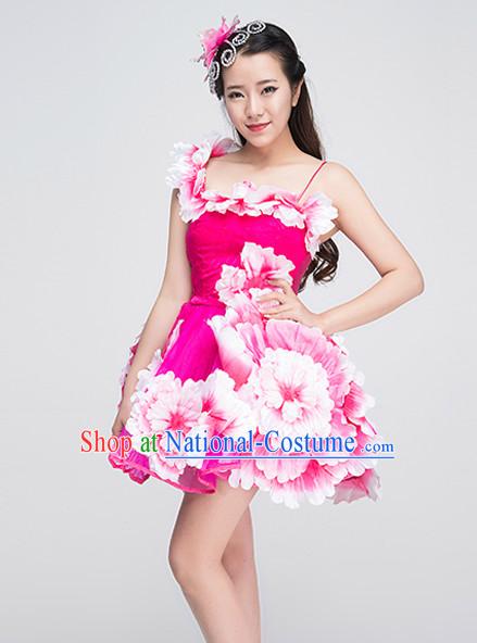 Traditional Chinese Flower Dancing Costume Complete Set for Women