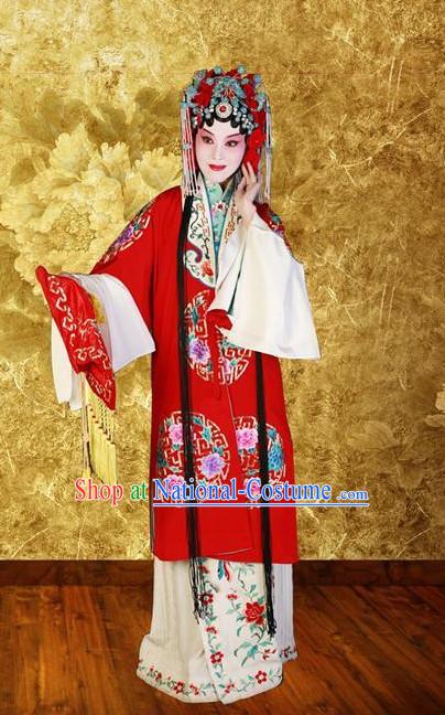 Chinese Peking Opera Beijing Opera Hua Tan Hua Dan Costumes and Hair Accessories Complete Set for Women