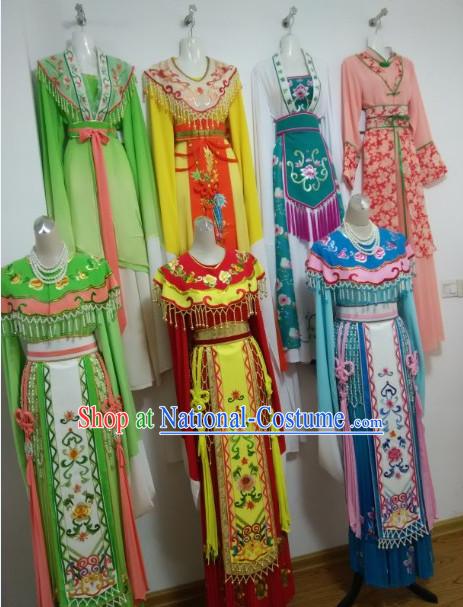 Asian Chinese Traditional Dress Theatrical Costumes Ancient Chinese Clothing Chinese Attire Peking Opera Princess Costumes 7 Sets